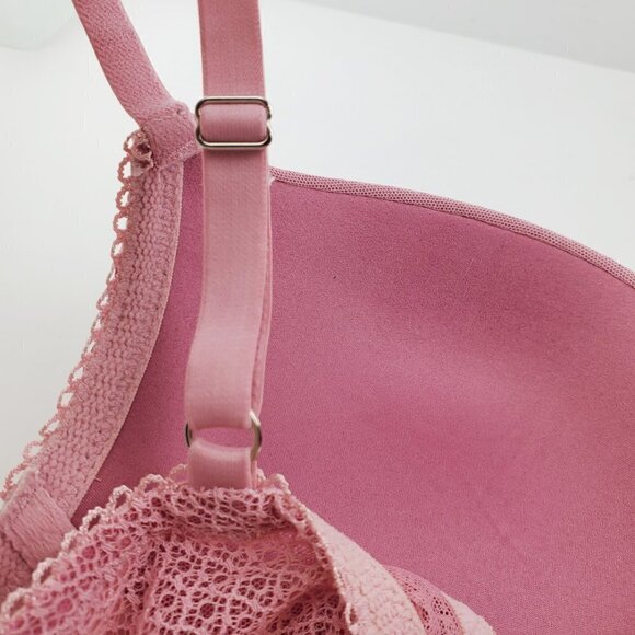 Victoria's Secret 34D Bra Dream Angels Push Up Lace Underwire Lingerie Rose Pink - Picture 14 of 16